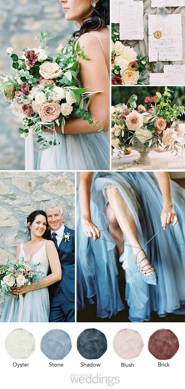 the wedding color scheme is blue and gray