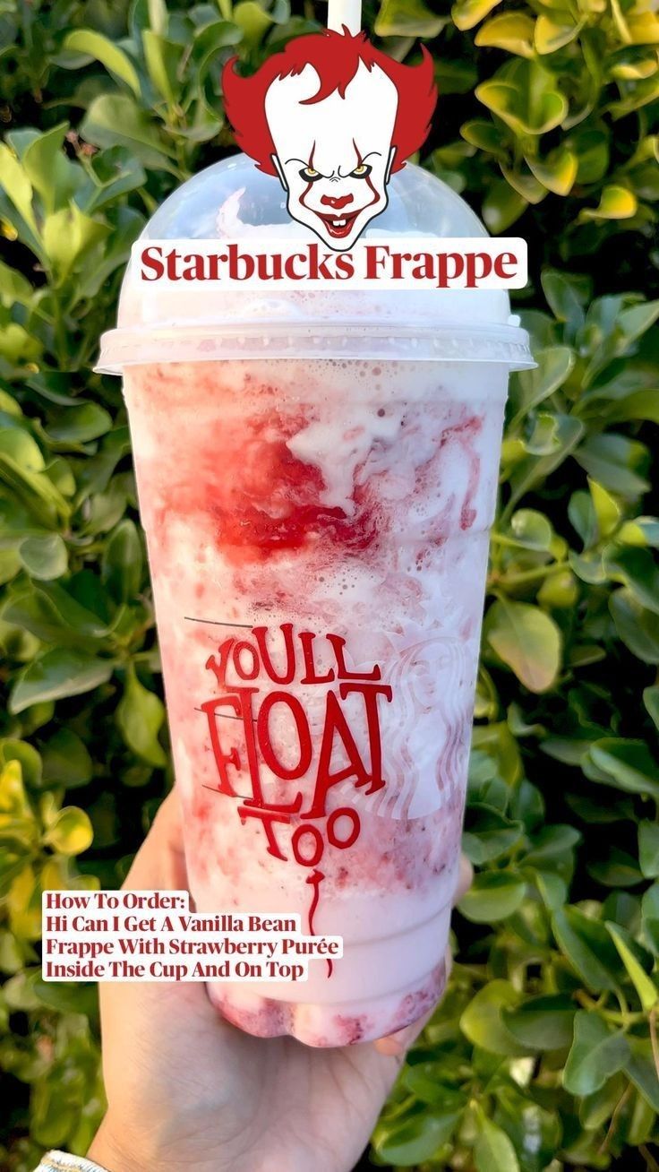 someone holding up a starbucks cup with the words you'll float too on it