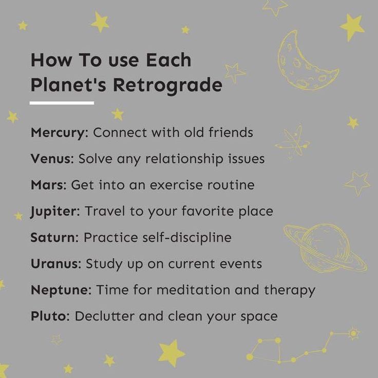 the text how to use each planet's retrograde on a gray background