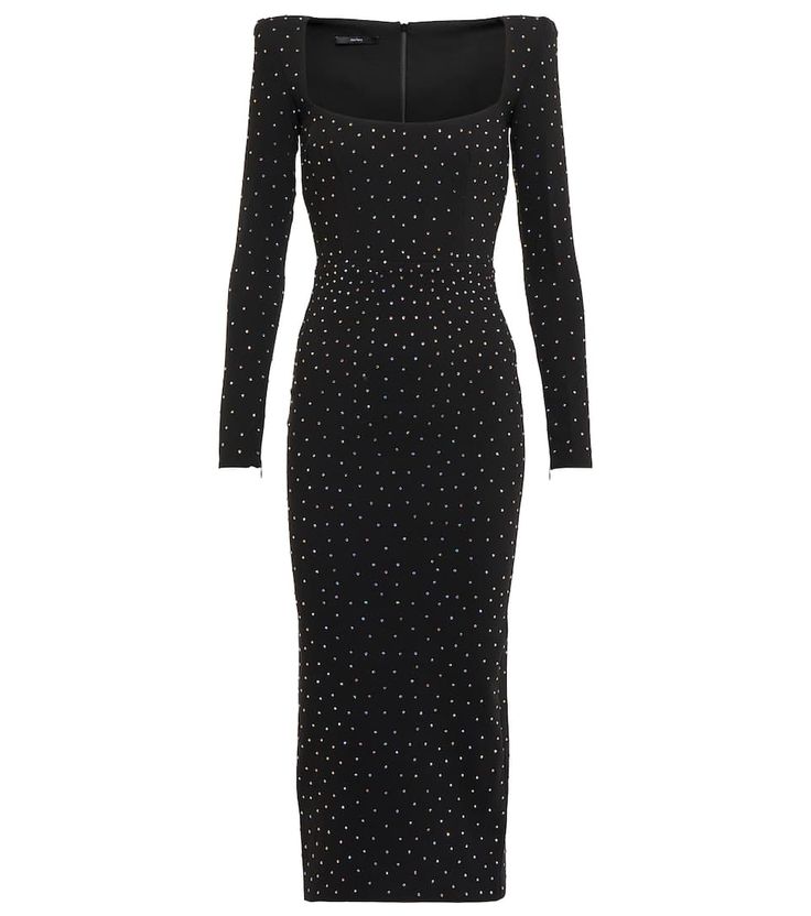 Crepe Midi Dress, Crystal Dress, Cute Dress Outfits, Alex Perry, Classic Dress, Fitted Silhouette, Knee Length Dresses, Looks Vintage, Black Midi Dress