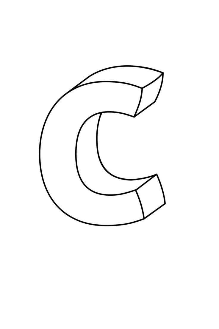 the letter c is drawn in black and white