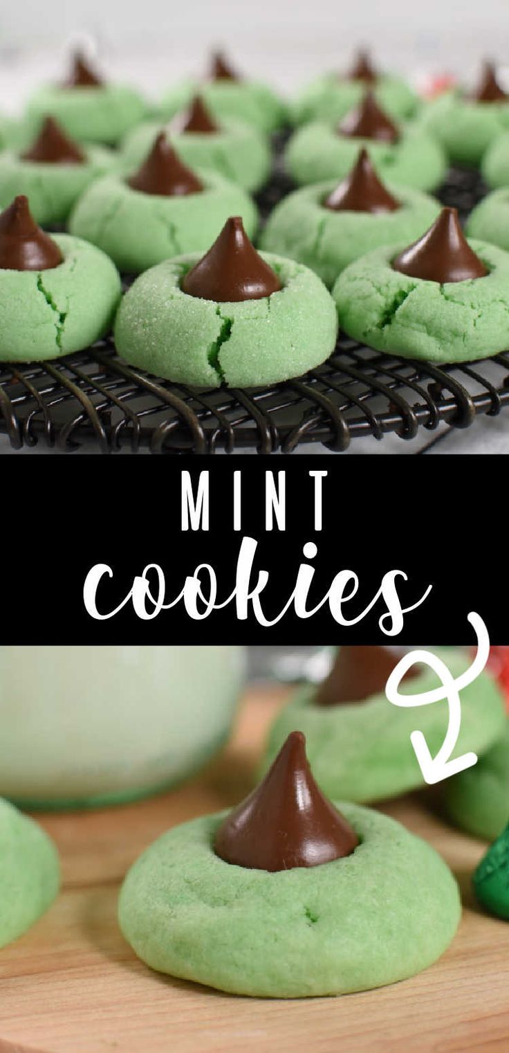 mint cookies with chocolate on top and in the middle