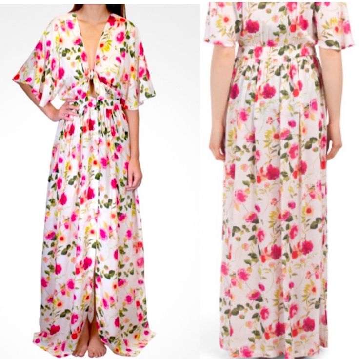 Nwt, 100% Viscose Super Cute Print, Perfect For Those Summer Day In The Beach, Pool Days Or Just A Summer Day. Pink Floral Print V-neck Maxi Dress, Pink Chic Maxi Dress For Daywear, Elegant Pink Floral Dress For Daywear, Pink Floral V-neck Dress For Brunch, Elegant Pink V-neck Floral Dress, Pink Floral Print Dresses For Daywear, Pink Chiffon Maxi Dress For Brunch, Pink Floral V-neck Dress For Party, Pink V-neck Floral Dress For Party