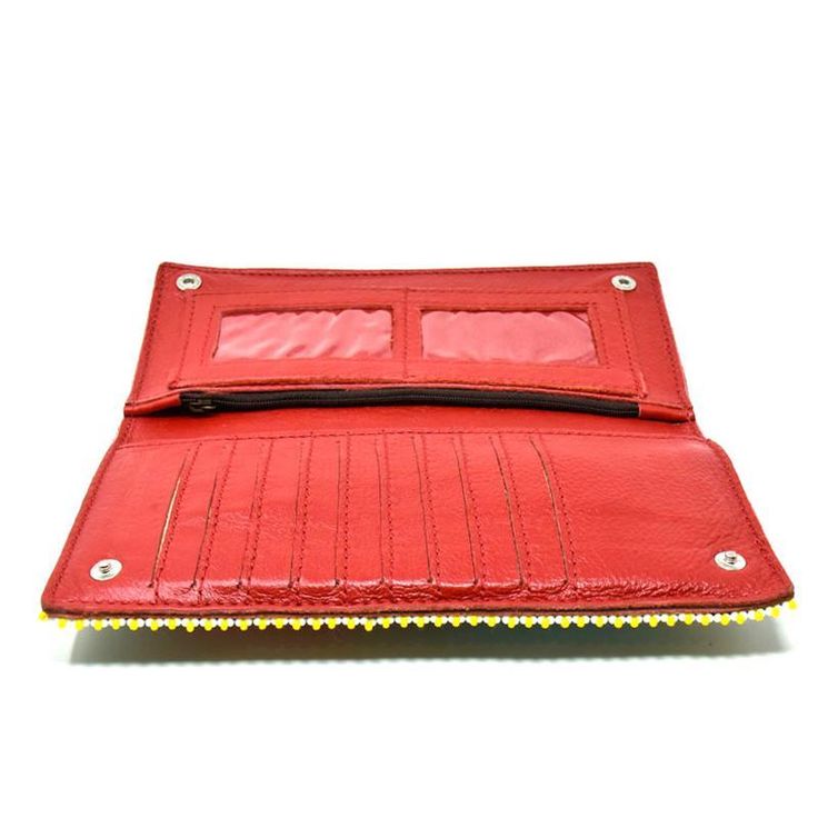 Our beautiful Karungi Beaded Leather wallet - in red leather with a multi-colored front - is the perfect size to carry all your necessities. Has an inner compartment for credit cards with a zippered pocket, this wallet can be used in a variety of ways. Each bag is handmade by female artisans in South Africa, meaning no two bags are exactly alike. Measurements: 10" W x 1" H x 4" W Beaded Wallet, Bead Leather, Lost & Found, Women Artisans, Pet Owners, Credit Cards, Red Leather, Leather Wallet, South Africa