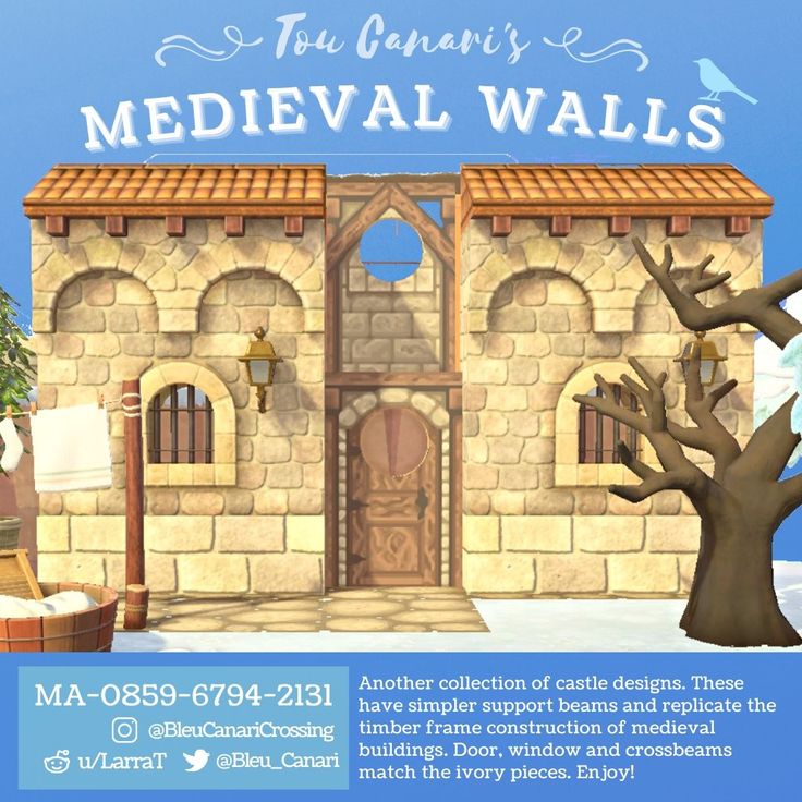 an advertisement for medieval walls with a tree in the foreground and blue sky behind it