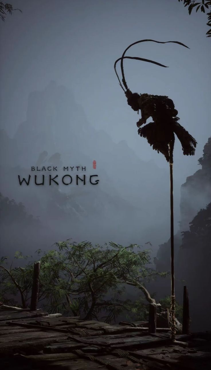 a black and white photo with the words wukong on it