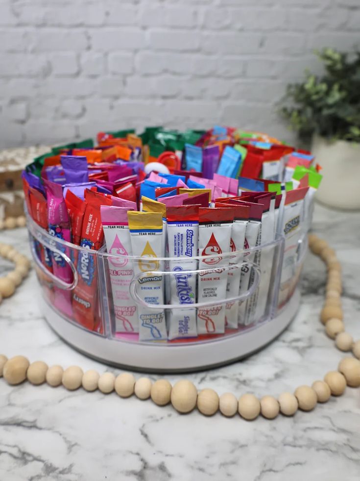 a bowl filled with lots of different types of candy