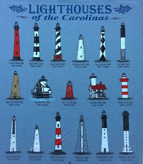 lighthouses of the carolina t - shirt