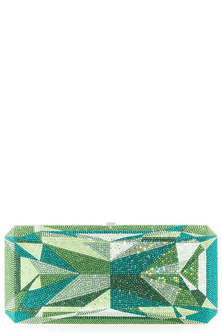 Judith Leiber slim rectangle clutch in emerald. 100% Crystal Length: 7.25" Height: 5" Depth: 1.5" Made in Italy Luxury Green Rectangular Clutch, Designer Green Clutch For Evening, Designer Green Evening Clutch, Designer Green Clutch For Formal Occasions, Green Rectangular Clutch For Events, Designer Green Rectangular Clutch, Designer Green Clutch For Party, Green Rectangular Evening Clutch, Modern Green Evening Clutch