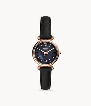 Jacqueline Rose-Tone Stainless Steel Watch - ES3435 - Fossil Black Leather Watch, Watches Women Leather, Three Hands, Analog Watch, Black Stainless Steel, Steel Watch, Stainless Steel Watch, Quartz Watch, Leather Fashion