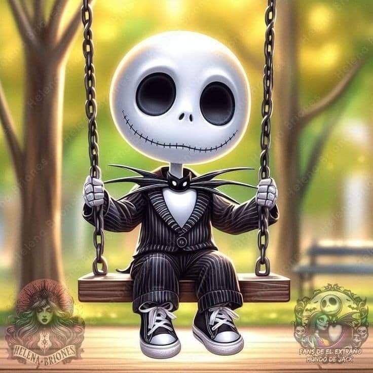 a cartoon character sitting on a swing