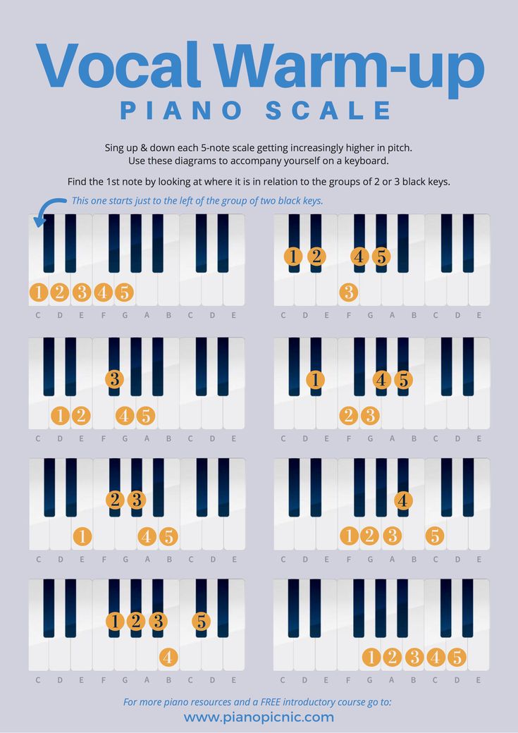 an info sheet with the words vocal warm - up piano scale and numbers on it