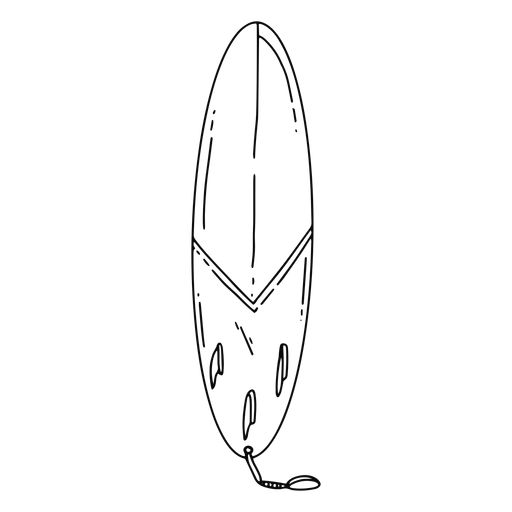 a line drawing of a surfboard on a white background, with the bottom section facing upward