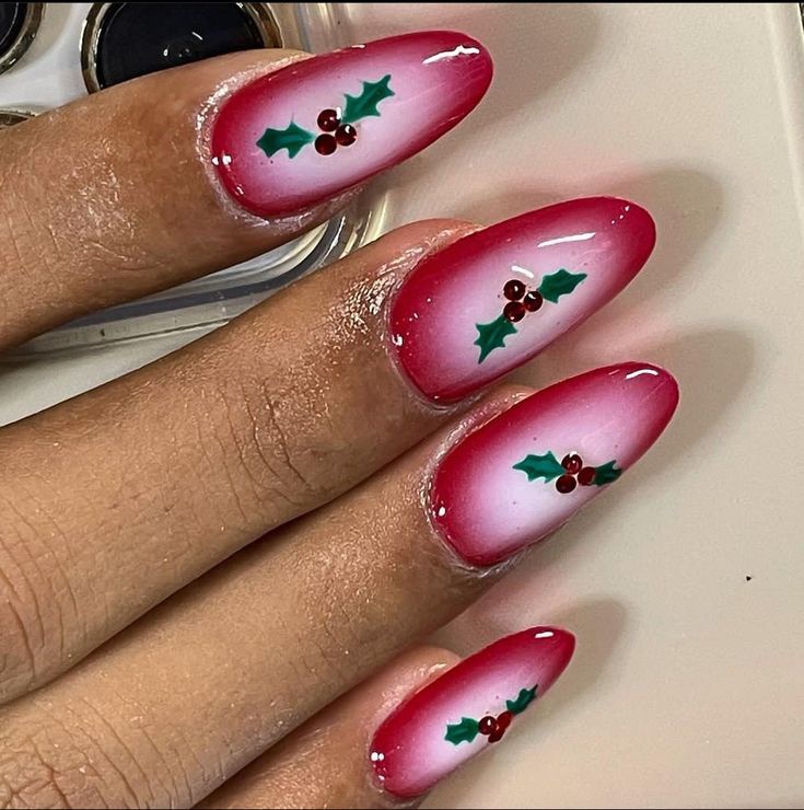 Manicure Ideas Christmas, Nails With Mistletoe, Christmas Manicure Ideas, Mistletoe Nails, Christmas Mani, Artist Hue, Christmas Artist, Mani Ideas, Christmas Manicure