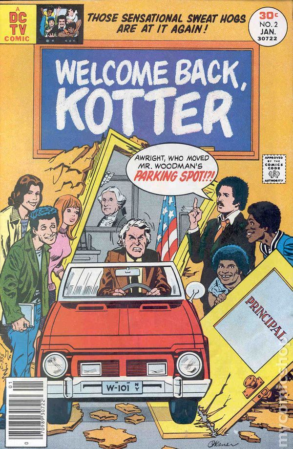 an old comic book cover for welcome back kotterr with people in the car