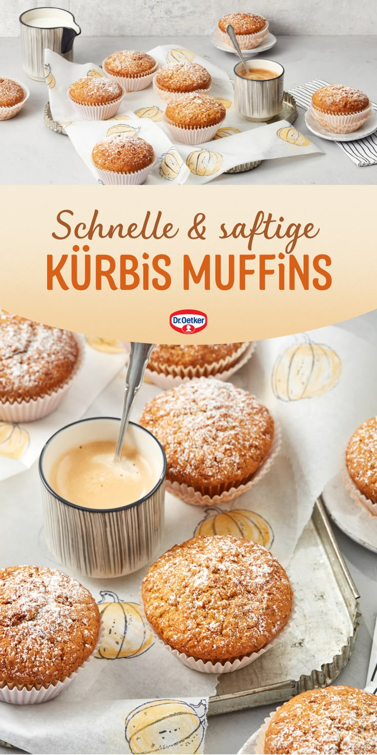 Diese super saftigen Kürbis-Muffins lassen sich ganz einfach selber backen. Raffiniert verfeinert mit Nüssen und Gewürzen kommen sie bei allen gut an. Dr. Oetker Rezepte, Kürbis Muffins Rezepte, Kürbis Rezepte, Muffins Rezepte, Herbst Rezepte, Kürbismuffins süß Halloween Muffins, Cap Cake, Winter Desserts, Muffin Cups, Fall Desserts, Cake Inspiration, Muffins, Food And Drink, Healthy Recipes