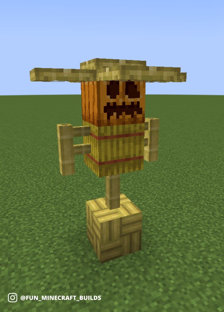 an image of a minecraft character standing on top of a wooden block in the middle of a field