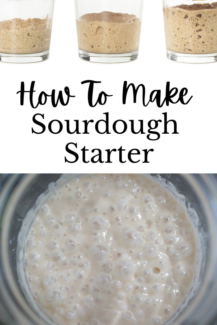 how to make sourdough starter in a blender with three different shots and the words, how to make sourdough starter