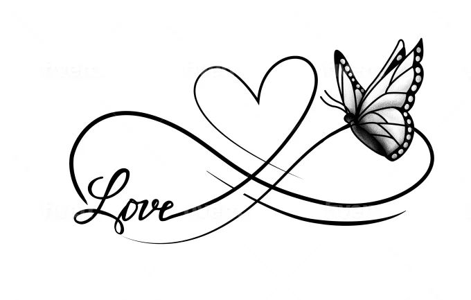 the word love with a butterfly on it's wing and a heart in the middle