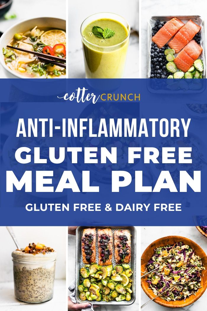 Find an Anti-Inflammatory Diet Meal Plan with simple, nutritious gluten-free, dairy-free recipes to reduce inflammation in the body, what foods to consume, and what to avoid to make your meal plans using ingredients on hand! Coconut milk yogurt, sugar free breakfast muffins, chia seed protein pudding, salmon cakes, Thai chicken soup, and sheet pan salmon are just some of the easy recipes! Anti Inflammation Meal Plans, Anti Inflammation Keto Diet, Low Inflammation Diet Meal Plan, Anti Inflammation Meal Prep Easy, Antiinflammatory Meals Gluten Free, Gluten Free Anti Inflammation Diet, Inflammatory Foods To Avoid List, Gluten Free Anti Inflammation Recipes, Easy Anti Inflammation Diet Recipes