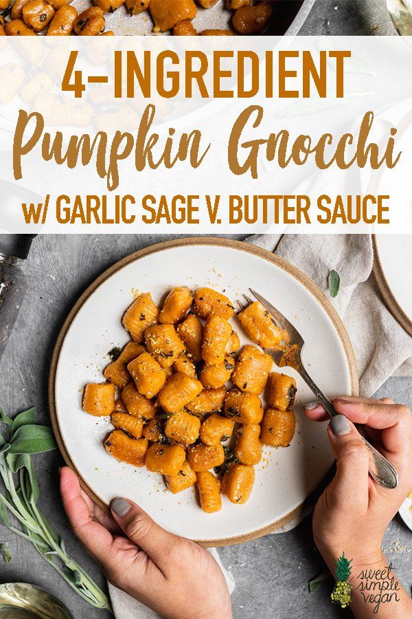 the ingredients for this pumpkin gnocchi recipe are shown on a white plate with a spoon