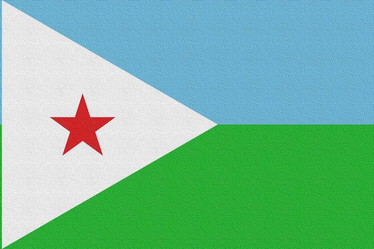 the flag of djibui is shown in red and white with a star on it