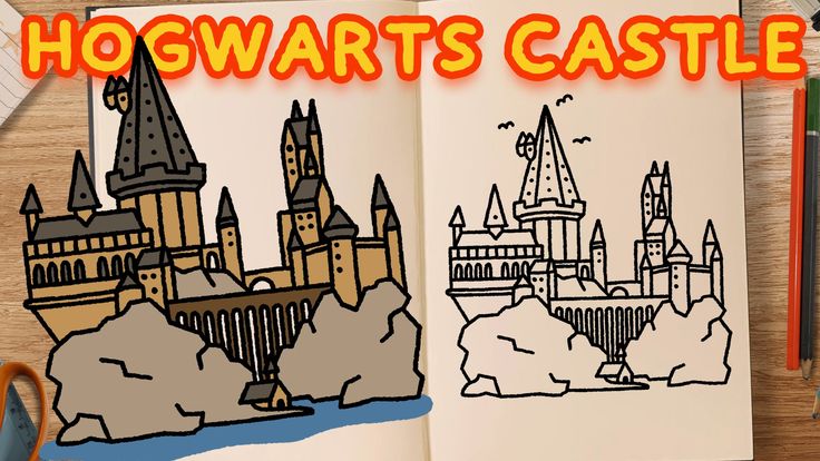 an open book with the words hogwarts castle on it