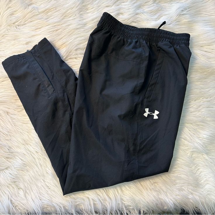 Has A Drawstring And Side Zippered Pockets Nylon Pant With Mesh Lining Water Resistant Black Color Zipper At Ankle New With Tag (But Tag Is In Pocket - Not Attached) - Never Worn - I Just Accidentally Pulled The Tag Off When I Removed It From Storage Box) Ynf 6759 Under Armour Sweatpants, Nylon Pants, Under Armour Pants, Storage Box, Mens Pants, Under Armour, Black Color, Sweatpants, Water Resistant