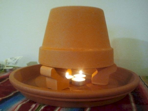 an orange hat sitting on top of a table