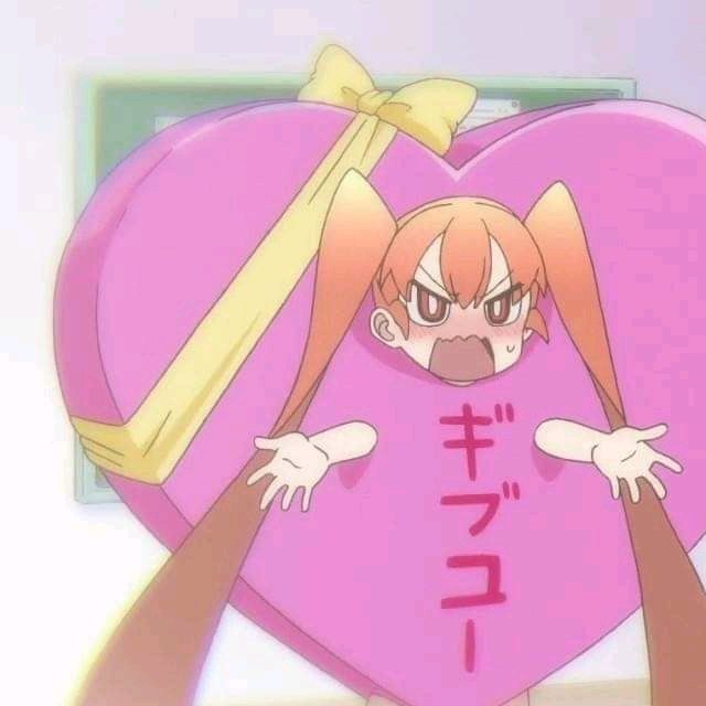 an anime character holding a heart shaped object