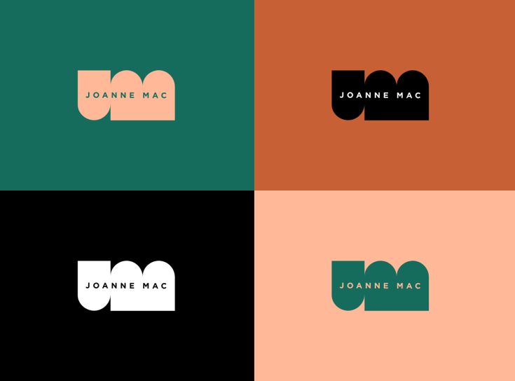 four different logos designed for joanne mac