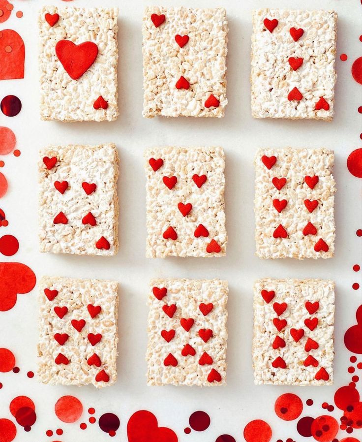 rice krispy treats with hearts on them