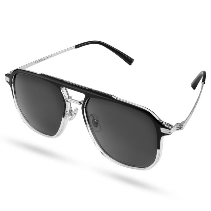 Throw on this pair of men’s sunglasses for maximum protection from the sun’s glare. The polarised TAC lenses protect against harmful UV rays. Plus, they prevent the reflections from obscuring your vision – take in views without needing to squint from the sun while you’re out there living your best life. The frames are crafted from durable and lightweight TR90, acetate, and stainless steel – your sunglasses will feel comfortable on your face. A double bridge adds an extra dimension and reinforces Nice Glasses, Cool Glasses, Foldable Storage, Microfiber Cleaning Cloths, Black Sunglasses, Polarized Lenses, Retro Look, Polarized Sunglasses, Dark Black