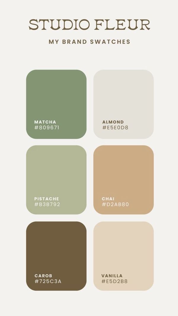 the color scheme for studio fleur's new brand swatches