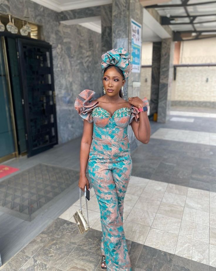 Brocade Jumpsuit, Brocade Styles, Corset Tutorial, Owambe Styles, Jumpsuit Styles, Nigerian Party, Nigerian Lace Styles Dress, Nigerian Lace Styles, Styles Dress