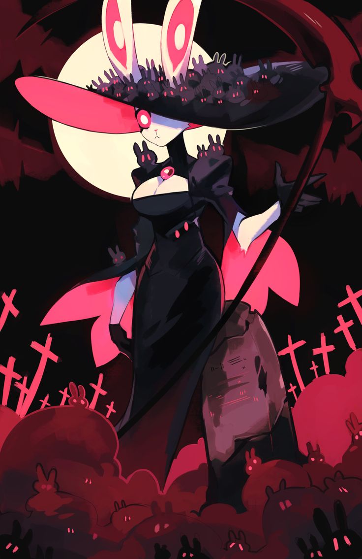 a cartoon character wearing a hat and holding a stick in front of a graveyard with crosses on it