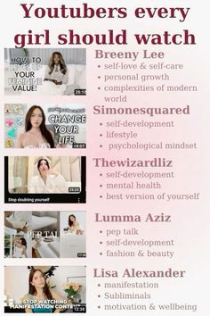 Youtubers To Watch, Female Youtubers, Tam Kaur, The Wizard Liz, Self Care Bullet Journal, Style Tattoo, Self Confidence Tips, Get My Life Together, Confidence Tips