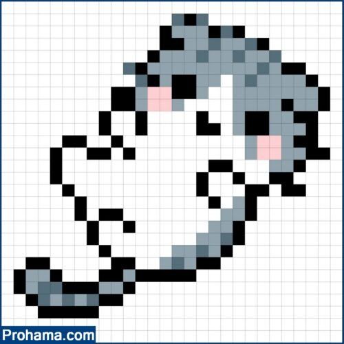 an image of the face of a cat made out of pixels