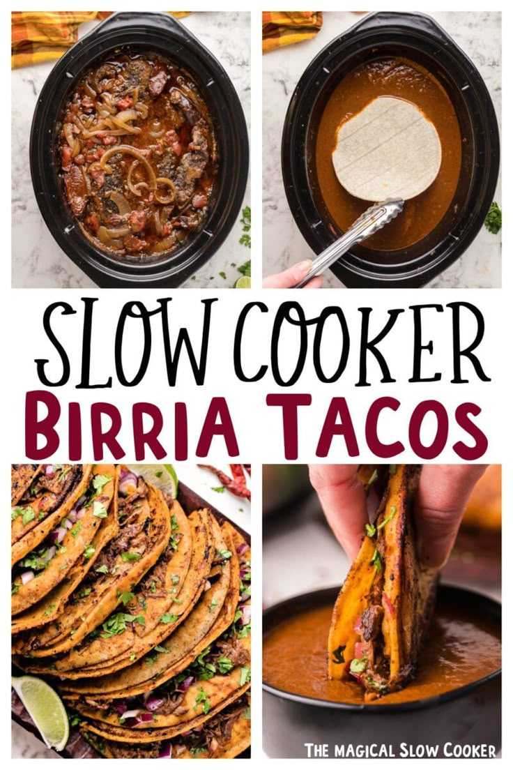 slow cooker burrito tacos with text overlay