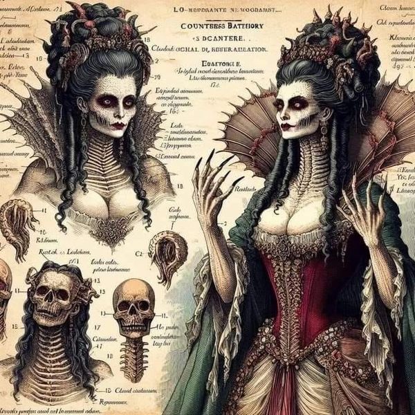 an image of a woman with skeleton headdress on her face and hands in different positions