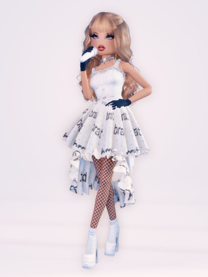 the doll is dressed in white and has fishnet stockings