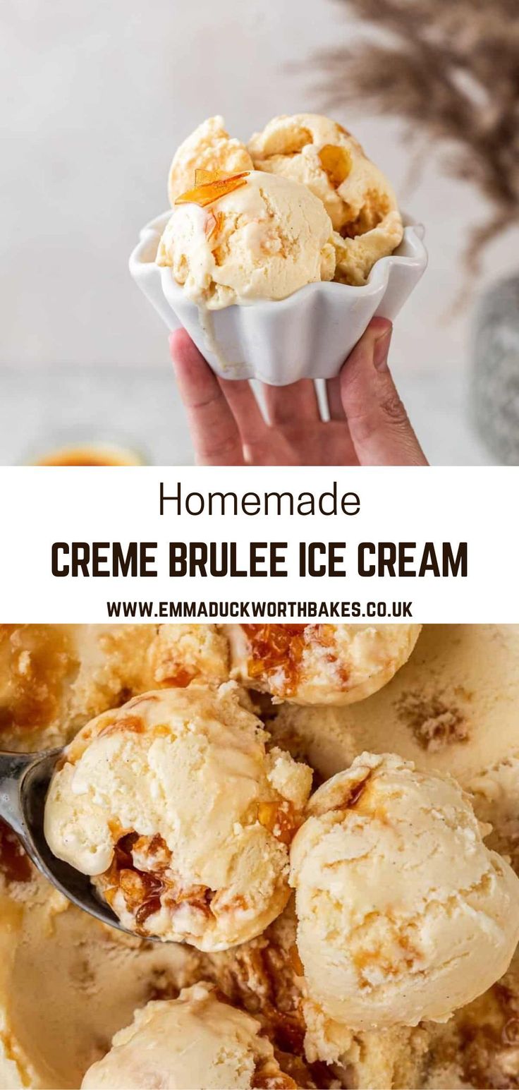 homemade creme brulee ice cream in a bowl