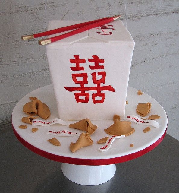 there is a cake that has been made to look like a box with chinese writing on it