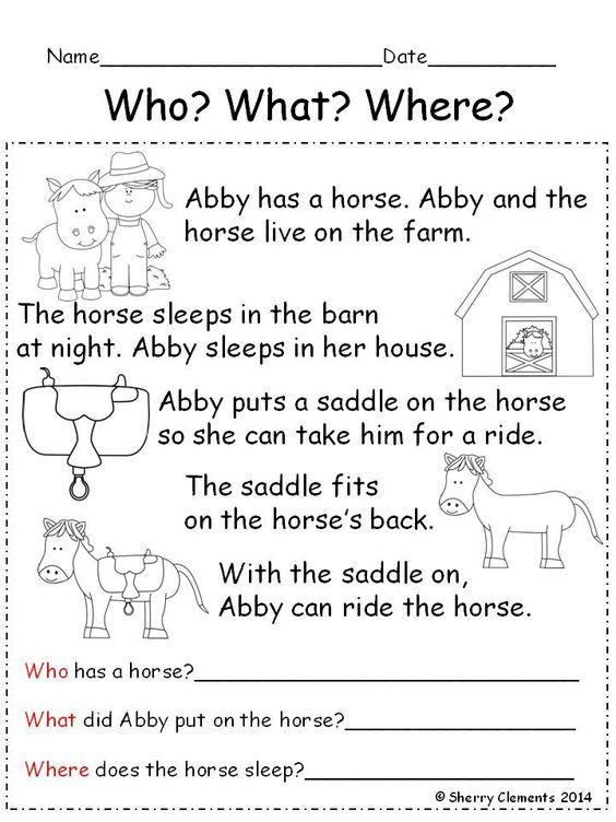 a worksheet for children to learn how to read the horse and farm animals