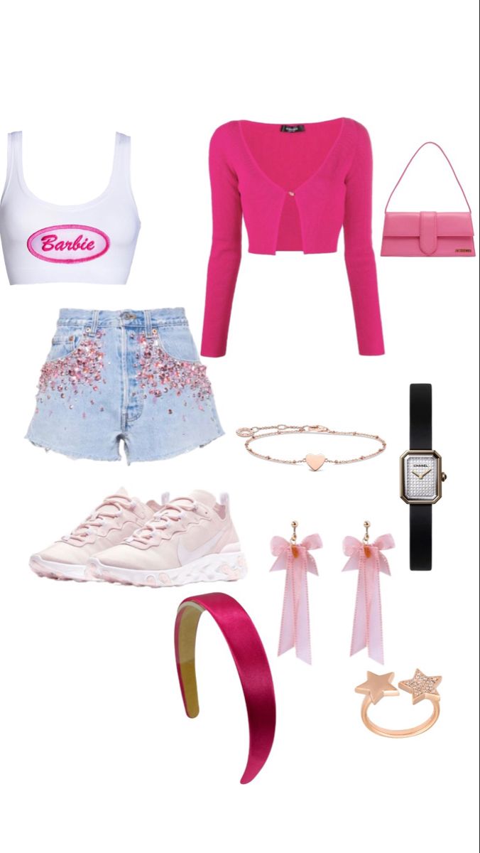 Barbie outfits | barbie nails | back to school outfits | barbie | barbie aesthetic | summer aesthetic | summer outfit | barbie inspired outfits Barbie Themed Outfits Casual, Raquelle Barbie Aesthetic Outfits, Fits For Barbie Movie, Barbie Movies Aesthetic Outfits, Barbie Core Work Outfit, Barbie Clothes Outfits, Barbie Princess Charm School Inspired Outfits, Barbie Inspired Outfits, Trio Halloween Costumes