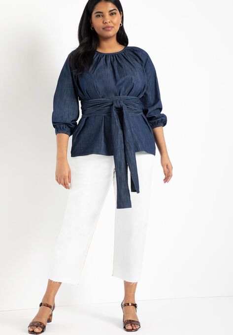 Dramatic Faux Wrap Top | Eloquii Apple Shape Outfits, Plus Size Work, Size 16 Women, Plus Size Summer Outfits, Faux Wrap Top, Look Plus Size, Plus Size Brands, Plus Size Fashion For Women, Professional Outfits