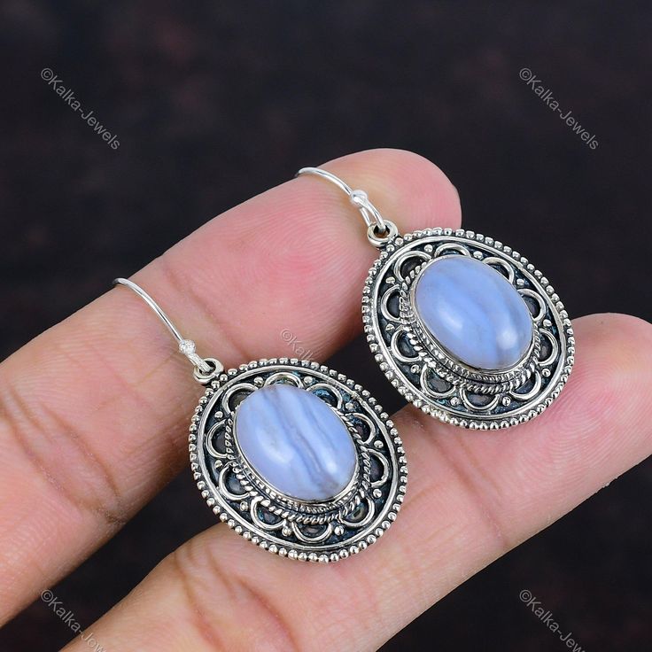 Blue Lace Agate Earrings, Agate Earrings, Drop Dangle Earrings, Blue Lace Agate, Anniversary Gift For Her, Lace Agate, Blue Lace, Anniversary Gift, Anniversary Gifts