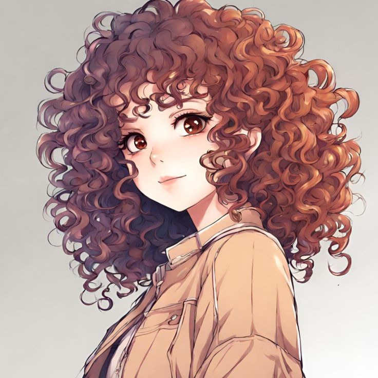 a drawing of a woman with curly hair