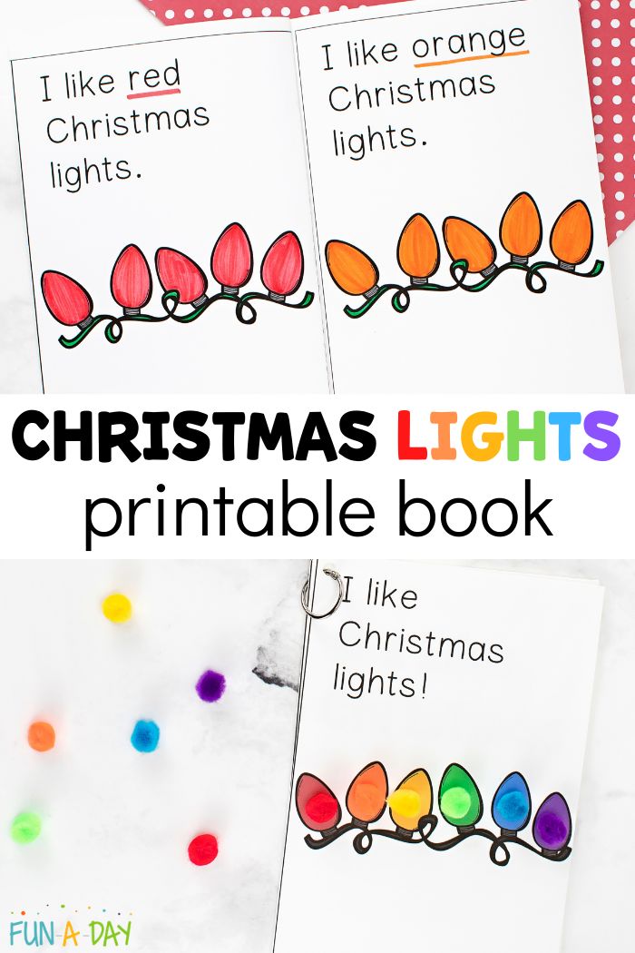 christmas lights printable book for kids