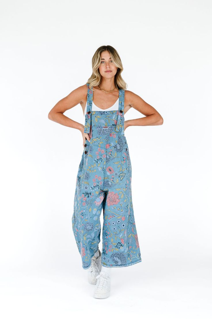 Embroidered floral denim overalls – FEHRNVI Ben Platt Concert Outfit, Indy Outfits, Overall Outfits Women, Hippie Spring Outfits, Summer Outfits Hot Weather, Patterned Overalls, Flower Overalls, Overalls Outfit Summer, Colorful Fits